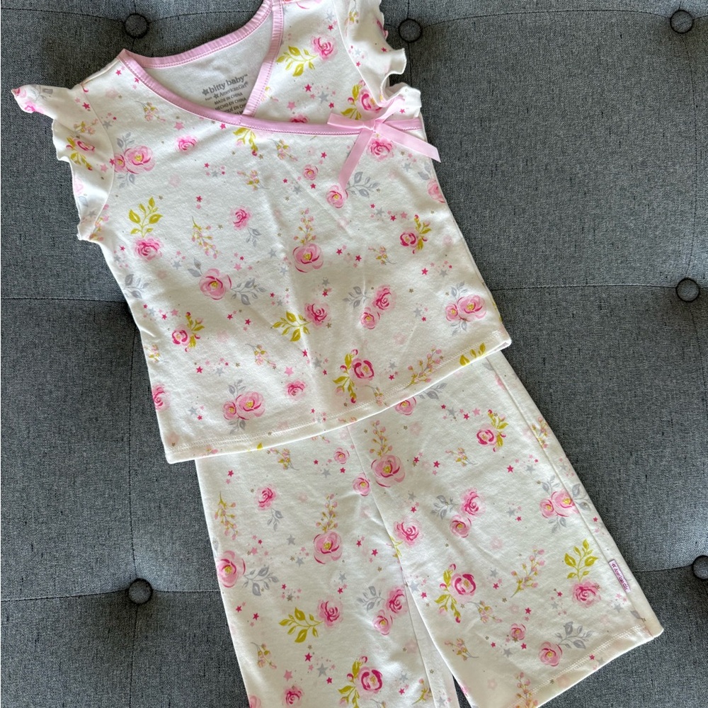 American Girl Pink Floral Kids Pajama Set and Marching Doll PJs